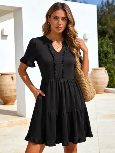 Image of Berydress Womens Summer Dresses 2026 Short Sleeve Babydoll Mini Sun Dress
