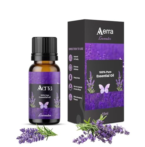 Image of Aerra Lavender Essential Oil 15ml | Diffuser 100% pure steam-distilled. Triple-tested purity. Amber glass + dropper. Soft floral aroma. Diffuser, aroma lamp, skin & hair. Potpourri. Vegan. Daily use.