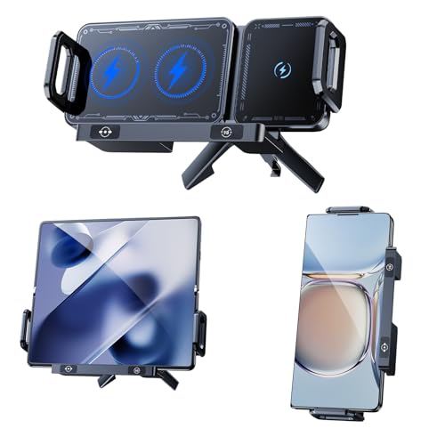 xuenair Z Fold 6 Accessories 5W-15W Fast Charging, Auto Rotatable Sensor Wireless Car Charger Samsung for Galaxy Z Fold 7 6 5 4 3 2 Z Flip S25 Ultra Google Pixel 9 Pro Fold iPhone 16 Pro Max