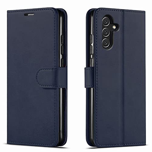 Galaxy A13 5G Case, Samsung Galaxy A13 5G Case, With [Tempered Glass Screen Protector Included] STARSHOP PU Leather Wallet Shockproof Phone Cover Kickstand With Pocket Card Slots Magnet Closure-Blue