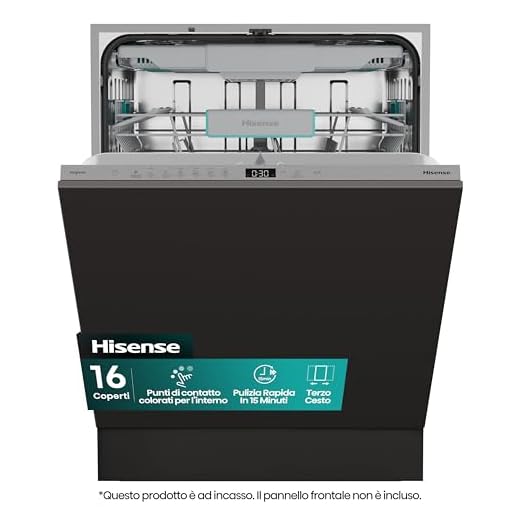Hisense HV16C - Lavastoviglie Classe C, 16 coperti, terzo cesto, 43db, 6 programmi, partenza ritardata, total dry, incasso