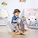 Qaba Baby Rocking Horse Elephant Rocking Chair Toddler Rocker Toy with Sound Wooden Base Seat Safety Belt for 1.5-3 Year Old, Gray