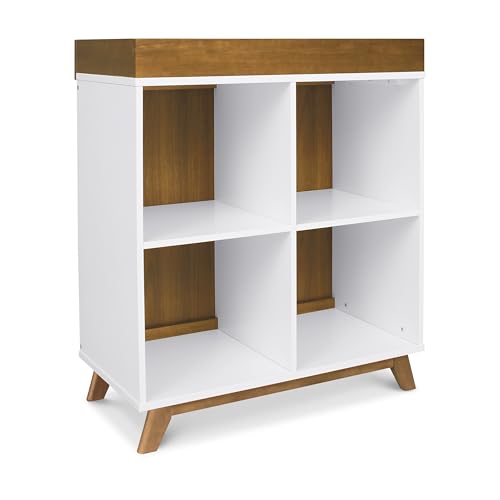 Image of Davinci Otto Convertible Changing Table and Cubby Bookcase in White and Walnut