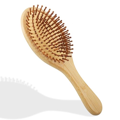 Spazzola Per Capelli Naturale In Bambù, Composta Da Due Spazzole, Adatta Per Uomini, Donne E Bambini. Ideale Per Capelli Lunghi E Lisci. Realizzata In Bambù Naturale, Per La Cura Dei Capelli(1PC roton