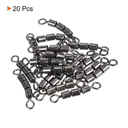 PATIKIL High Speed 3 Roller Swivel, 20Pcs 83lb Copper Barrel Bead Chain Rolling for Saltwater Freshwater Fishing Black - Image 3