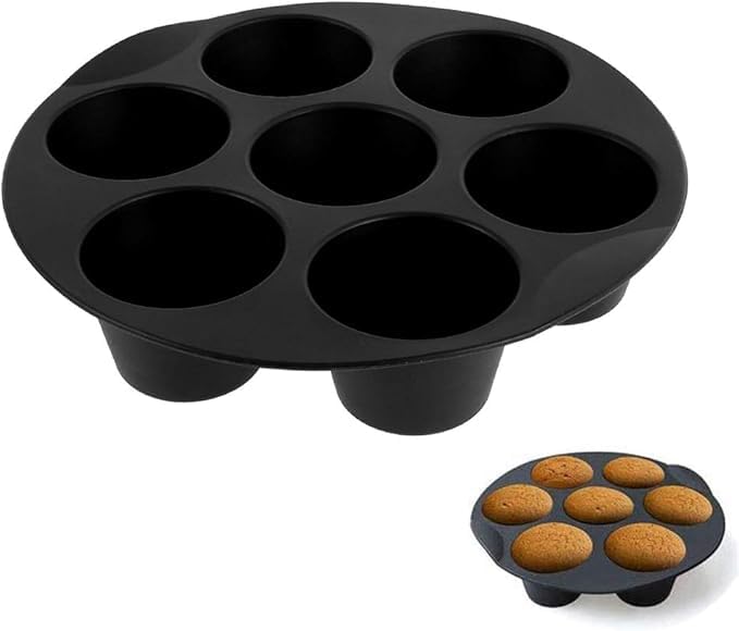 Husaini Mart | Silicone Muffin Cake Cups, 7 Cups Round Muffin Mold Tray Non-Stick Baking Mould for Air Fryer Accessories Muffin Pan, Cupcake Baking Mold, Perfect for Eggs Muffin, Cupcake Molds