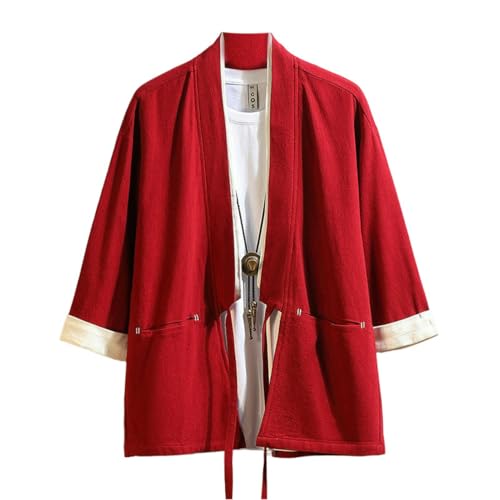 Chemise en lin homme style chinois manches 3/4 respirante contre la chaleur