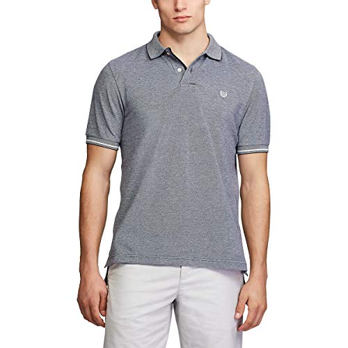 Chaps Men's Classic Fit Short Sleeve Cotton Birdsye Polo Shirt (Seasonal C), Navy, M