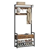 VASAGLE Perchero de Recibidor, Mueble de Entrada, Banco Zapatero, Diseño Separable, 30 x 80.4 x 181.6 cm, Marrón Rústico...