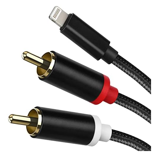 WORLDBOYU Lightning to RCA Cable Audio Aux Adapter, Stereo Y Splitter Adapter for Select iPhone, iPad and iPod Models for Power Amplifier, Car, Home Theater, Speaker and More (6FT)