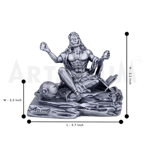 Image of Artarium Bhaktimay Hanuman ji Murti Bajrangbali Idol | Hanuman Ji Statue for Home Decor Gift Article Decorative Showpiece Pack of 1 (Bhaktimay Hanuman ji Silver)