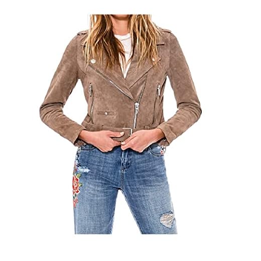 [BLANKNYC] womens Luxury Clothing Cropped Suede Leather Motorcycle Jackets, Comfortable & Stylish Coats, Sand Stoner, Medium