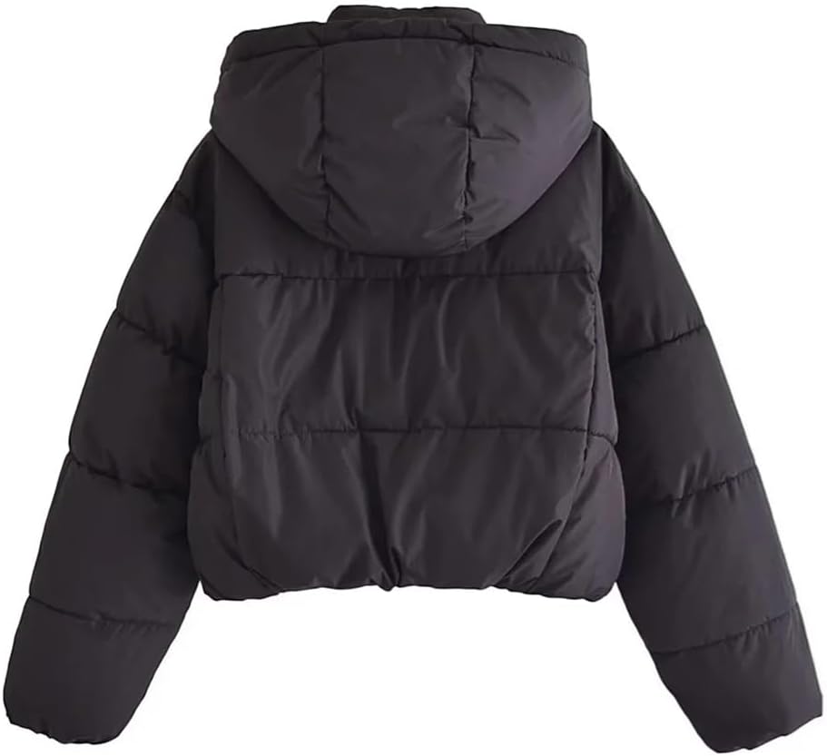 Autumn-Winter Women's All-in- Hooded Single-Breasted Long-Sleeved Simples Cotton Jacket