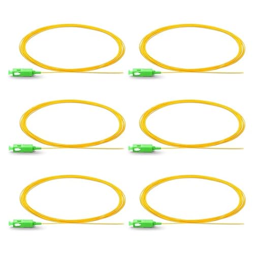 6 Pack SC APC Fiber Optic Pigtail with Protective Sleeves