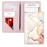 Server Book, Cutaswish Server Books for Waitress Cute, Waiter Receipt Book, PU Leather Waitress Book with Zipper Pocket, Waitress Accessories, Marble Pink