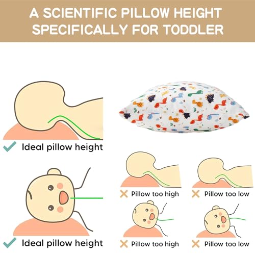 Image of Bunnikins & Clover Toddler Pillows with Pillowcase, 13 inchx18 inch Soft Cotton Kid Pillows for Sleeping, Bedding Small Pillow for Boys and Girls Aged 2-5 Years