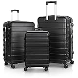 SUPER DEAL Luggage Set 3 Piece, ABS Suitcase Set 22/26/30 inch, Hardside Expandable Luggage with Spinner Wheels Hardshell Lightweight Durable Travel Carry Ons, Black