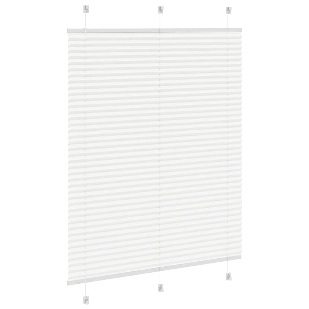Store plissé Blanc en Polyester 105x150 cm Largeur Tissu 104,4 cm avec Fixation Murale ou fenêtre sans perçage pour Protection Solaire intimité et Isolation Thermique