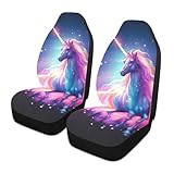GOODOLD Galaxy Unicorn Car Seat Covers Set of 2 Auto Front Seats Protector High Stretch Back Easy Install Bucket Seat Cover for Car, SUV, Truck