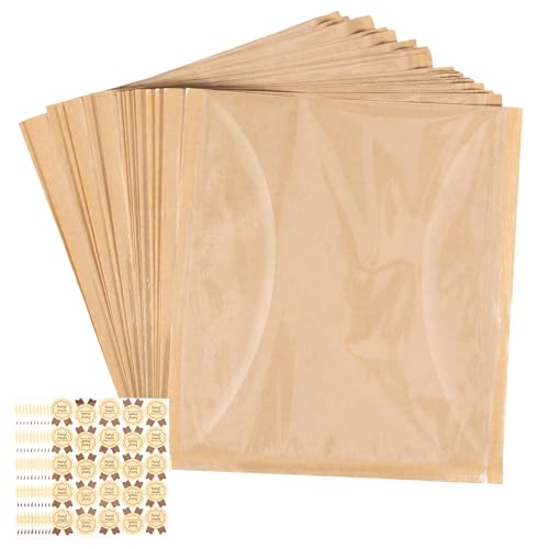 100 Pcs Paper Bags for Bakery, Cookies, Donuts, Biscuits, Pastry, Food, Bread, Toast, Snacks - Packaging and Storage Bags for Treats, Waffles, Cakes (Yellow)