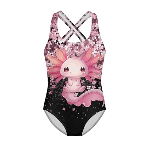 Image of Xpyiqun Swimsuit for Girls One Piece Bathing Suits Size 5-14 Sleeveless Swimwear Cross Shoulder Strap Swimming Wear