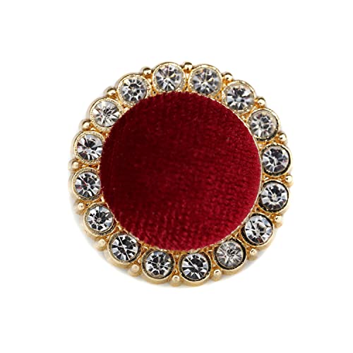 Craftisum 20 Pcs Rhinestone Surrounded Red Velvet Metal Shank Buttons For Coats -25Mm -1" #TOP7