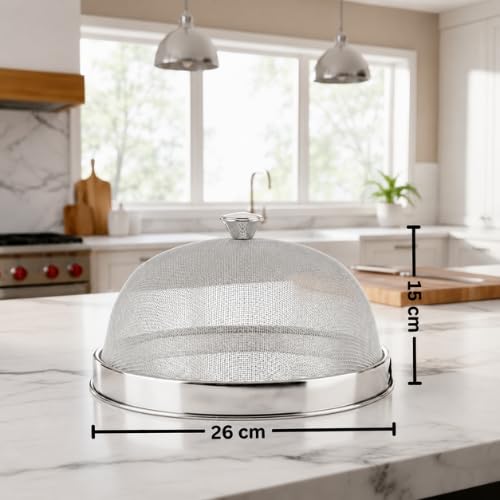 Image of Glossy Steel Lids for Utensils with Knobs | Melt-Free with a Good Gripsteel Lid for Kadai and Other Utensils | Round, Rust Resistant Steel (Dome Lid, Net - Regular Size)