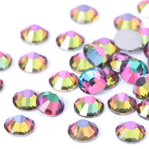 Image of Flatback Rhinestones Non Hotfix Rhinestones for Crafts Glass Nail rhinestones Nail Gems Crystals Rhinestones for Makeup Bags Shoes Decoration DIY(SS6,1440pcs,Green Flame)