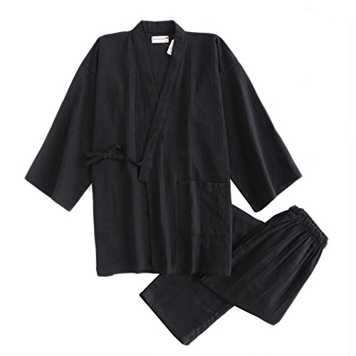 Photo de Kimono de méditation de style japonais pour homme - Noir - L