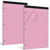 HAUTOCO 2 Pack 8.5 x 11 Legal Pads Pink Wide Ruled Notepads Perforated Writing Pads, 30 Sheets Per Notepad, 3-Hole Punched Paper, Writing Note Pads for School, Home, Office, Business