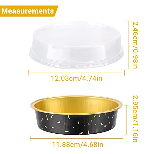 Suice Disposable Ramekins With Lids 4 Inch, 50Pcs Aluminum Foil Baking Cups For Individual Cake Mini Cake Pans Tart Tins With Lids, Star Shower Mini Cheesecake Container For Quiche,Tiny Tart, Desserts #TOP1