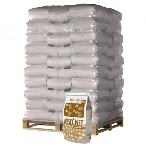 Absorbant Industriel ABSO'NET Classic – Sépiolite – Tous Liquides : Huiles, Hydrocarbures, Eau, Solvants, Encres, Chlore (1 palette (50 sacs))