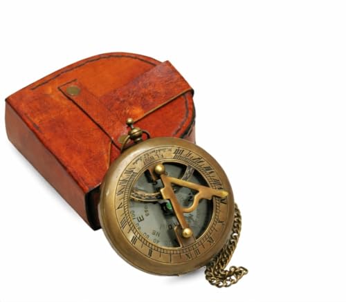Brújula de Latón Vintage Hecha a Mano con Estuche de Cuero miniatura 1