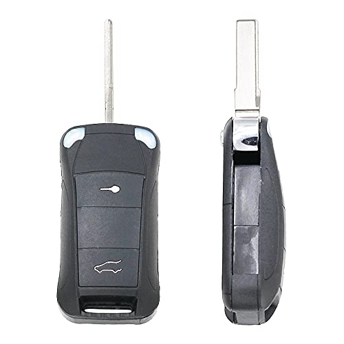 MOBFIDOFG Coques de clé Bouton 2/3/4 Bouton Flip Key Remote Shell Coque FOB pour Porsche Cayenne 2004 2006 2006 2006 2006 2009 2010 2011 2011 (Number of Buttons : 2B) Cover