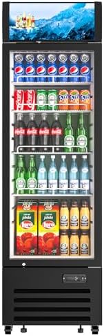 Commercial Beverage Refrigerator 1 Glass Door, 8.8 Cu.ft Commercial Upright Display Merchandiser Refrigerator, Beverage Cooler with LED Light, Lock Wheels, Adjustable Shelf for Bar, Shop Commercial Beverage Refrigerator 1 Glass Door, 8.8 Cu.ft Commercial Upright Display Merchandiser Refrigerator, Beverage Cooler with LED Light, Lock Wheels, Adjustable Shelf for Bar, Shop