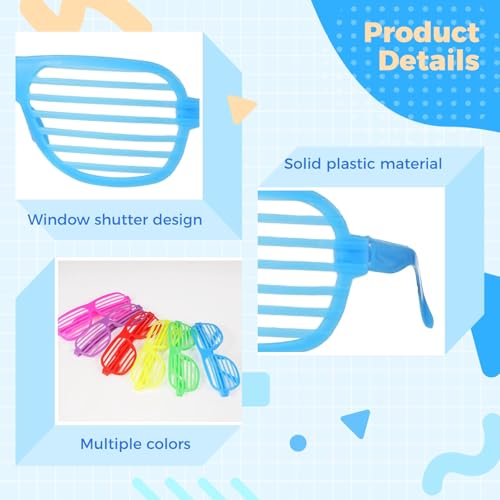 OMISTAR 100 Pack Shutter Shades Glasses,Vintage Style Slotted Shutter Shade Sunglasses,80s Neon Color Plastic Glasses Eyewear Party Supplies for Party Favors Adult3