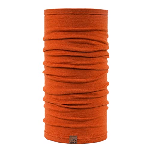 ACUSHLA Multifunktionstuch 100% MerinoWolle für Damen & Herren, mitteldick Schlauch-Schal oder Stirnband, Premium Schutz, Temperaturregulierend, Atmungsakti | Schal Merinowolle(Mandarine Orange) Cover