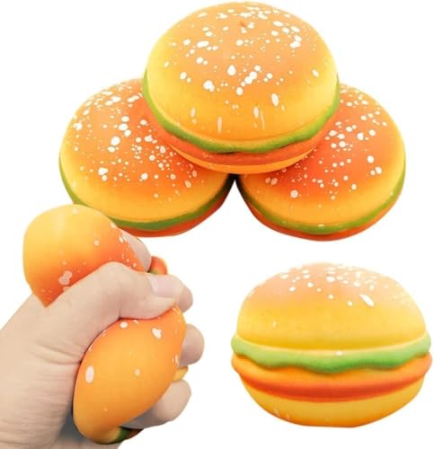 Image of Burger Squishy Toy, Soft Squeeze Fidget Toys with Colorful Food Designs, Burger Novelty Toys for Boys & Girls, Stress Relief Squeeze Toys for Home, Travel & Play, Pack of 1