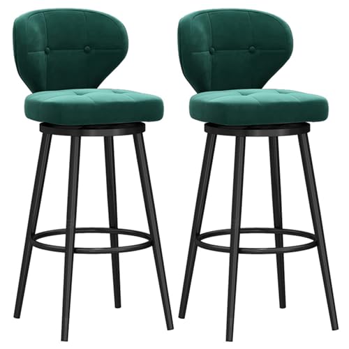 Luxury Barstool with Velvet Upholstered High Bar Stool Chair with Back Modern Counter Stool for Home Kitchen Bar Set of 2