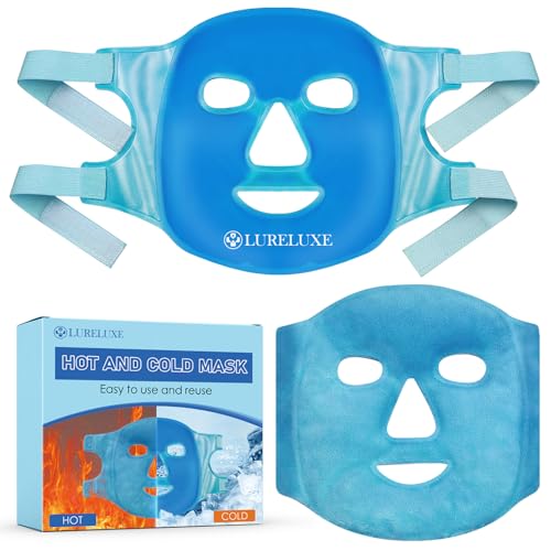 Eismaske Gesich Kühlpads Gesichtsmaske Kühlmaske für ganzes Gesicht Wiederverwendbare Beidseitig Gesichtsmaske kalt und warm anwendbar Sanfte Pflege für Haut für jeden Alltag geeignet