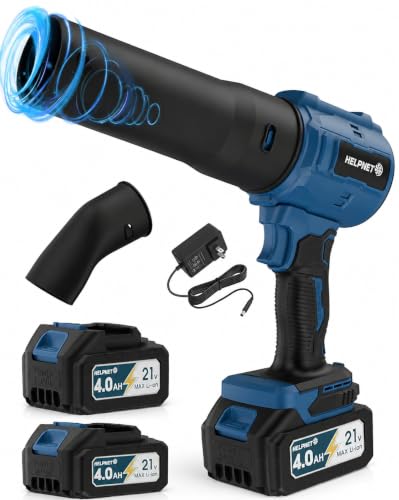 Image of Cordless Leaf Blower with Battery and Charger - Blowers for Lawn Care, As Seen On TV,Turbo Jet Electric Blower, Lightweight Handheld with Extended Nozzle, Portable for Patio & Yard-Deep Blue