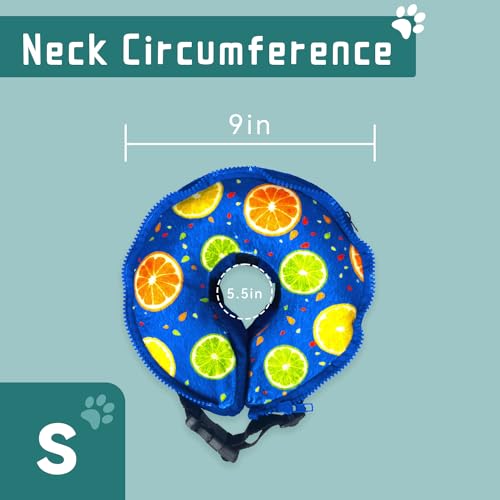 Image of Ovatt PVC inflatable pet collar for small medium and large dogs after surgery ,Washable Dog Cone Collar w /Removable Hard Cone for Dogs After Surgery (Lemon, S)