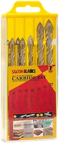P7DBS Saxton 7pc Multi-Material Tile Drill Bits Set (5 6 6 6 7 8 10) for Ceramic Porcelain Granite Marble Masonry Glass etc in Plastic Storage Container