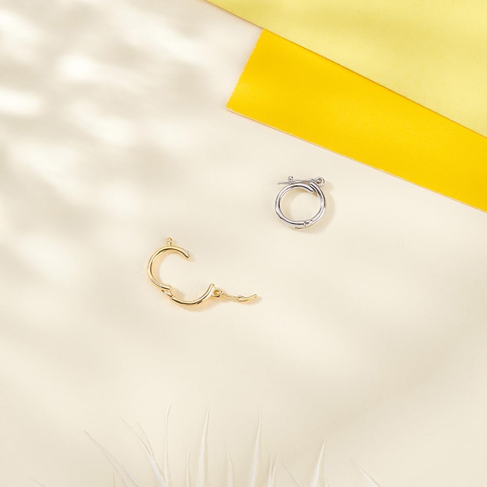 Beebeecraft 1 Box 2Pcs 18K Gold Plated 925 Sterling Silver Twister Clasps 9mm Oval Long Hinged Necklace Shortener Enhancer Clasps with Polishing Cloth for DIY Jewelry Making