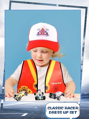Disfraz de piloto de carreras para niños 12 piezas miniatura 7