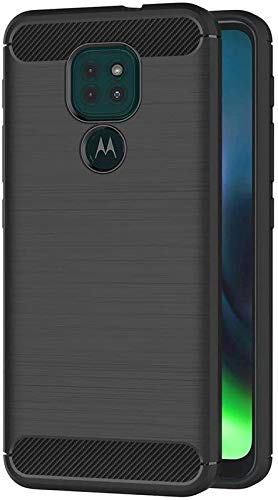 Image of NPRC Hybrid Ultra Slim Protective Case TPU Non-Slip Carbon Fiber Texture Shockproof Case Cover for Moto G9 Play - Black