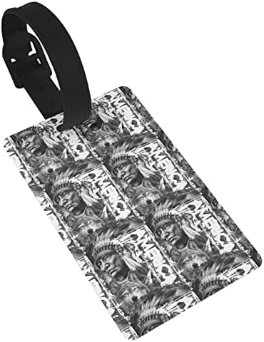 Luggage Tag Retro-American-Indian-Wolf Baggage Handbag School Bag Suitcase Name Id Card Label