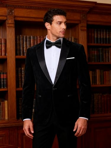 Image of Barry.Wang Velvet Mens Blazer Mardi Gras Sport Coat Brooch Regular Fit Tuxedo Peaked Lapel Suit Jacket Carnival Parade