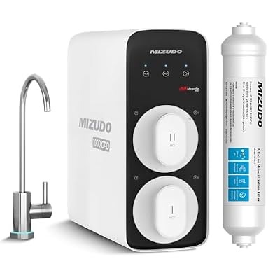 Mizudo Megaflo Mini 1000GPD Reverse Osmosis System with Alkaline Water Filter Under Sink, 12 Months PH Balance Remineralization and Restore Minerals for RO System, Bundle