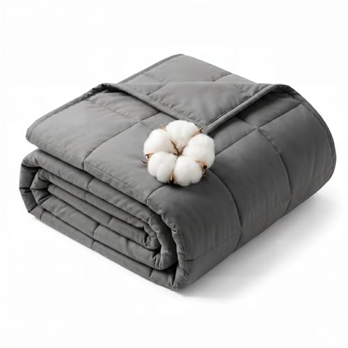 Image of Weighted Blanket 15-pounds 48 x 72 - Adults Cooling Heavy Twin Size Blankets for All-Seasons Sleeping, Soft & Breathable with Premium Glass Beads, Machine Washable